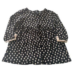 Zara Polkadot Sweater Dress Black Cream Long Sleeve Knit 18-24 months